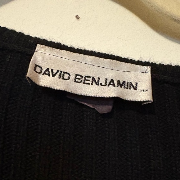 DAVID BENJAMIN Black Wool Sweater with Gold Button Accents and Cut outs Down Arm - Picture 6 of 8